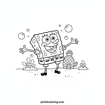 SpongeBob's Joyful Giggles - free printable coloring page