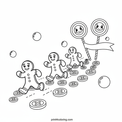 Gingerbread Dash: Sweet Race to the Finish! - free printable coloring page