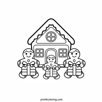 Gingerbread Family Christmas Morning Fun - free printable coloring page