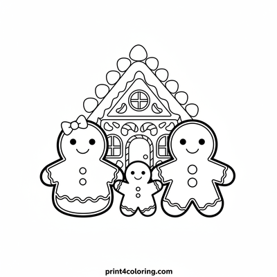 Our Happy Gingerbread Home - free printable coloring page