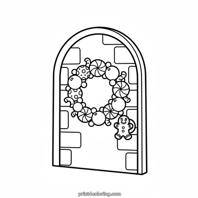 Sweet Gingerbread House Welcome - free printable coloring page