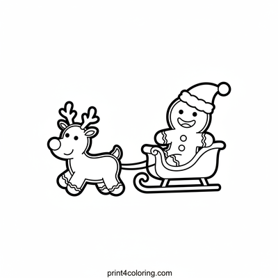 Festive Gingerbread Sleigh Ride - free printable coloring page