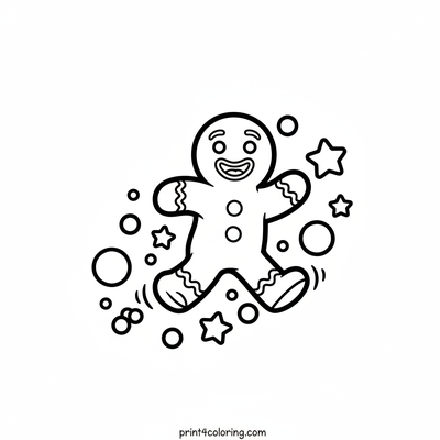 Smiling Gingerbread Runner! - free printable coloring page