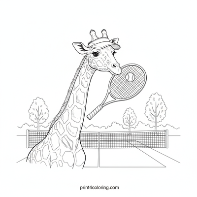 Giraffe's Gentle Game: Grand Slam Giggles - free printable coloring page