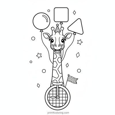 The Juggling Giraffe's Grand Unicycle Ride - free printable coloring page