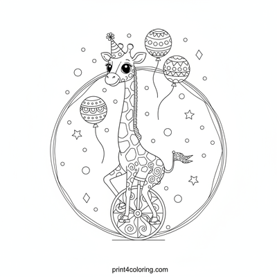 Giraffe's Grand Unicycle Parade - free printable coloring page