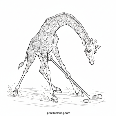 Giggles on Ice: Giraffe's Hilarious Hockey Match - free printable coloring page