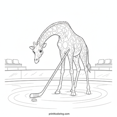 Giraffe's Goofy Hockey Game - free printable coloring page