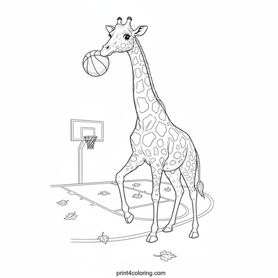 Giraffe's Hilarious Hoop Dreams - free printable coloring page