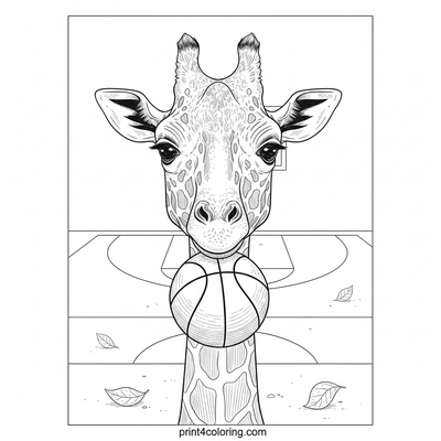 Giraffe's Court Comedy: A Dribbling Delight - free printable coloring page