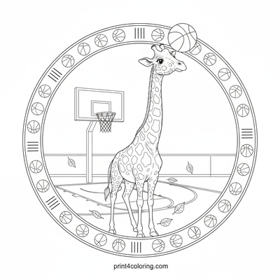 Giraffe's Grand Dribble: A Spot-tacular Game - free printable coloring page