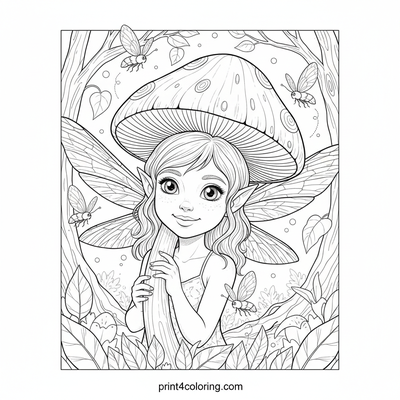 Glimmerwing Pixie's Enchanted Mushroom Ascent - free printable coloring page