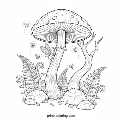 Glimmerwing Pixie's Grand Mushroom Climb - free printable coloring page