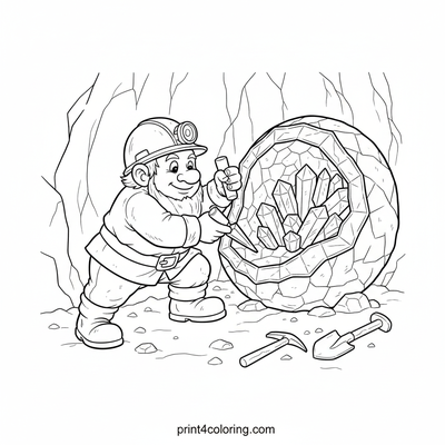 Gnome's Sparkling Geode Discovery - free printable coloring page