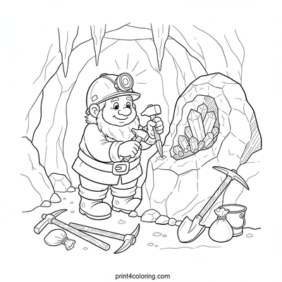 Gnome's Sparkling Geode Discovery - free printable coloring page