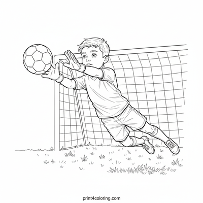 Heroic Goalie's Championship Save! - free printable coloring page