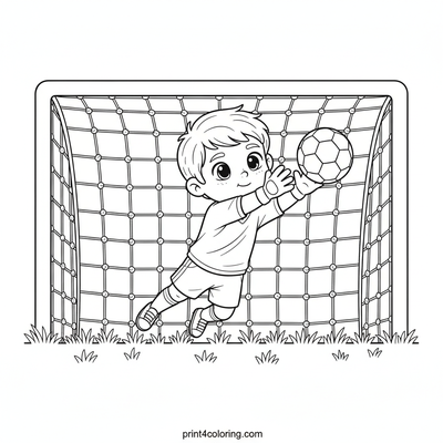 The Heroic Goalie's Grand Save - free printable coloring page