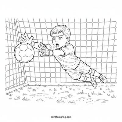 Heroic Goalie's Championship Save - free printable coloring page