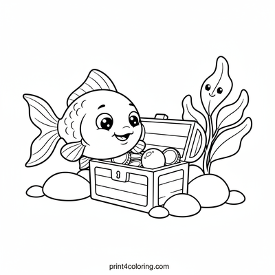Goldfish Explorer's Sunken Treasure - free printable coloring page