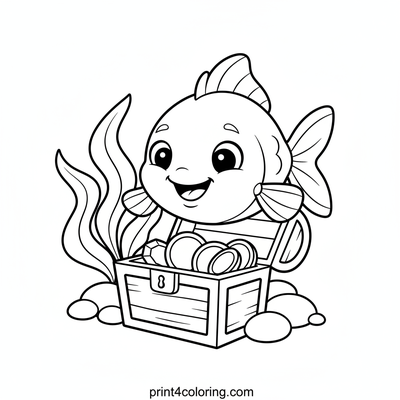 Little Goldfish, Big Treasure Hunt - free printable coloring page