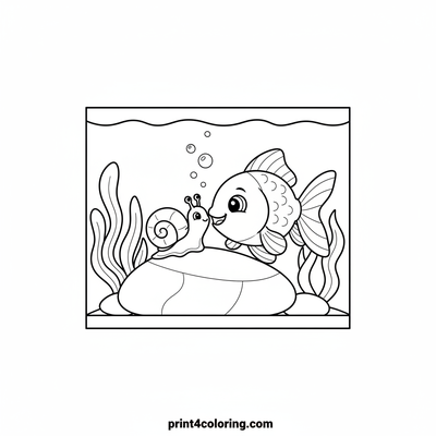 Underwater Buddies: Goldfish and Snail Nuzzle - free printable coloring page