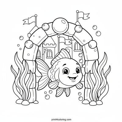 Sparkling Goldfish Castle Adventure - free printable coloring page
