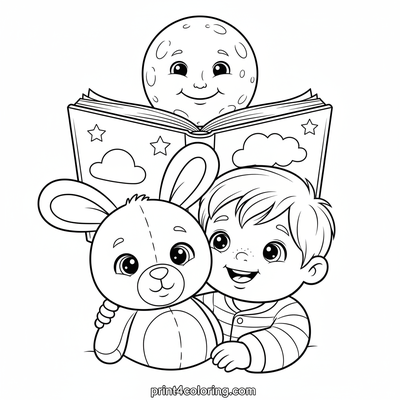 Cozy Moonlit Bedtime Story - free printable coloring page
