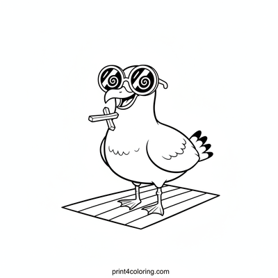 Sunny Snack Attack! Goofy Seagull - free printable coloring page