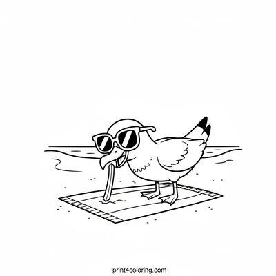 Goofy Seagull's Sunny Snack Attack! - free printable coloring page