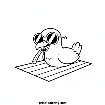 Goofy Seagull's Sunny Snack - free printable coloring page