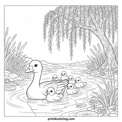 Graceful Goose Family River Swim