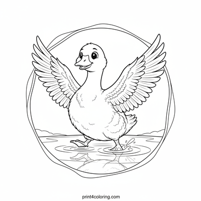 Graceful Goose Ascent: Pond Departure - free printable coloring page