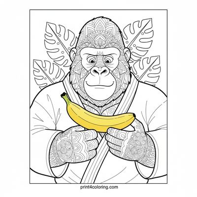 Gorilla's Gentle Chop: The Unbreakable Banana - free printable coloring page