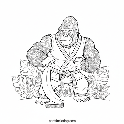 Master Gorilla's Banana Chop Challenge - free printable coloring page