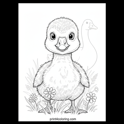 Little Gosling's Meadow Adventure - free printable coloring page