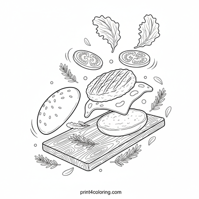 The Epicurean Garden Burger - free printable coloring page