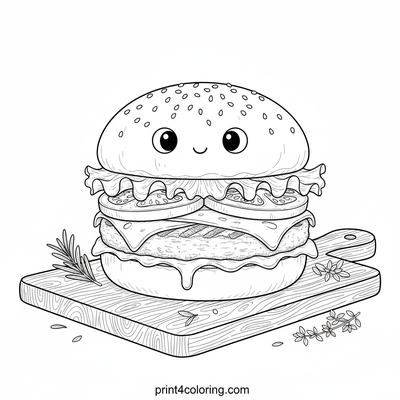 The Perfect Garden Burger Feast - free printable coloring page