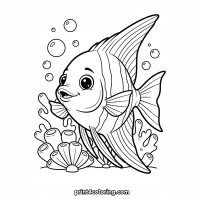 Graceful Angelfish Glide - free printable coloring page