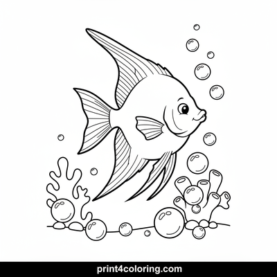 Graceful Angelfish Underwater Ballet - free printable coloring page