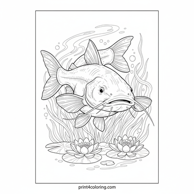 Graceful Catfish's Aquatic Dance - free printable coloring page