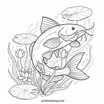 Graceful Catfish Underwater Glide - free printable coloring page