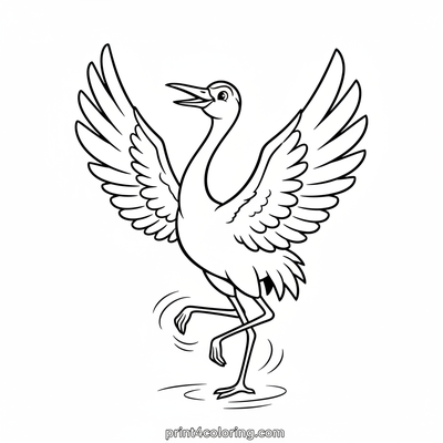 Elegant Crane's Ballet - free printable coloring page