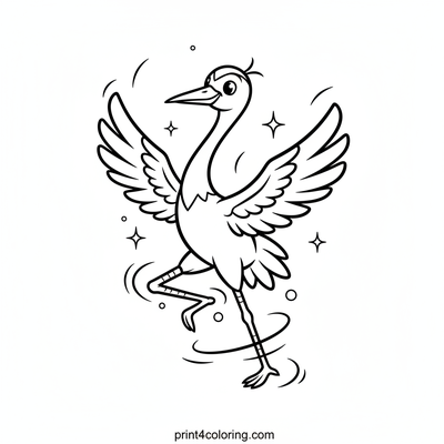 Elegant Crane Ballet - free printable coloring page