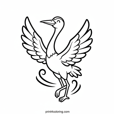 Elegant Crane's Graceful Dance - free printable coloring page