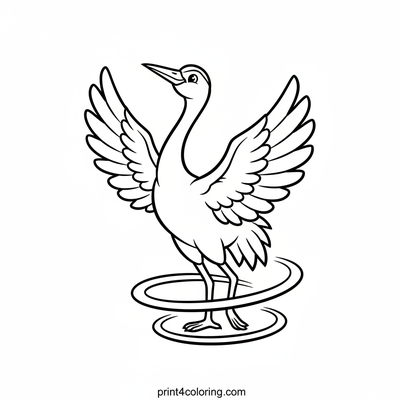 Elegant Crane Dance - free printable coloring page