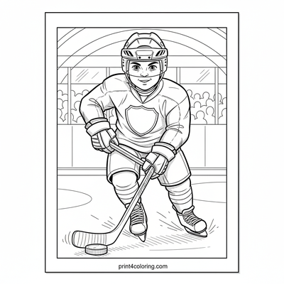 Ice Rink Intensity: Hockey Shot - free printable coloring page