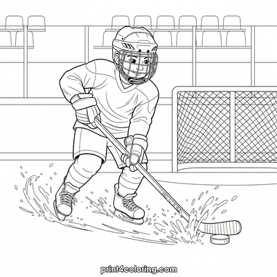 Slap Shot Sensation: Ice Hockey Glory - free printable coloring page