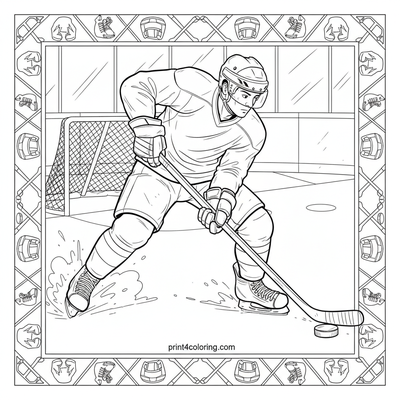 Hockey Hero: Dynamic Shot on Ice - free printable coloring page