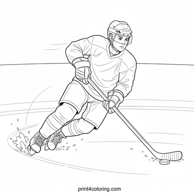 Dynamic Ice Glide: Young Hockey Player - free printable coloring page