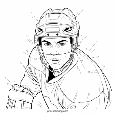 Hockey Player's Graceful Glide - free printable coloring page
